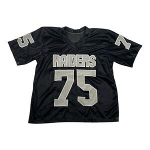Vintage Oakland Raiders Football Jersey Size L Boxy Black NFL 75 MANCILLAS Mesh